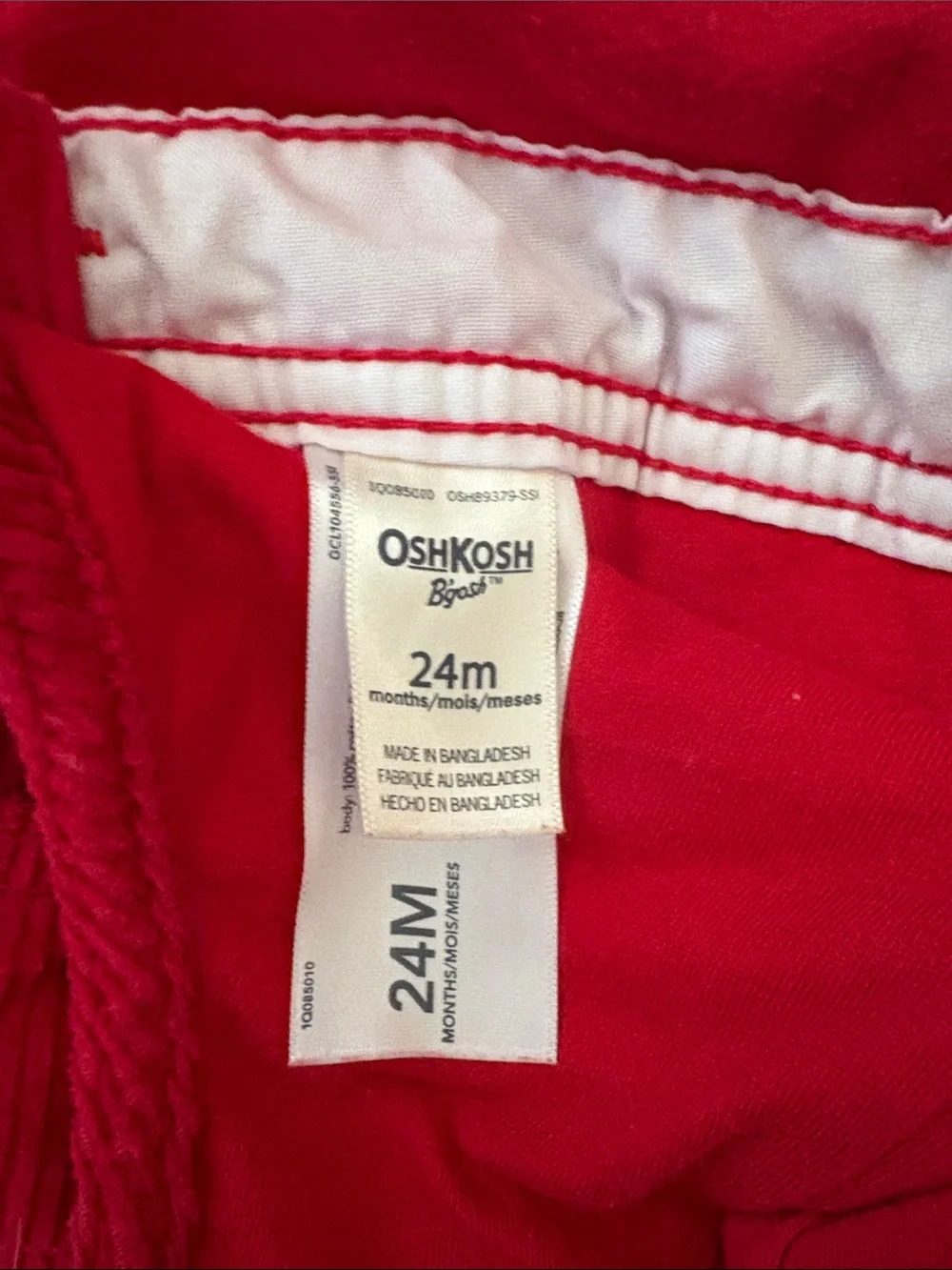 OshKosh B'gosh Bright Red Corduroy Overalls for Kids